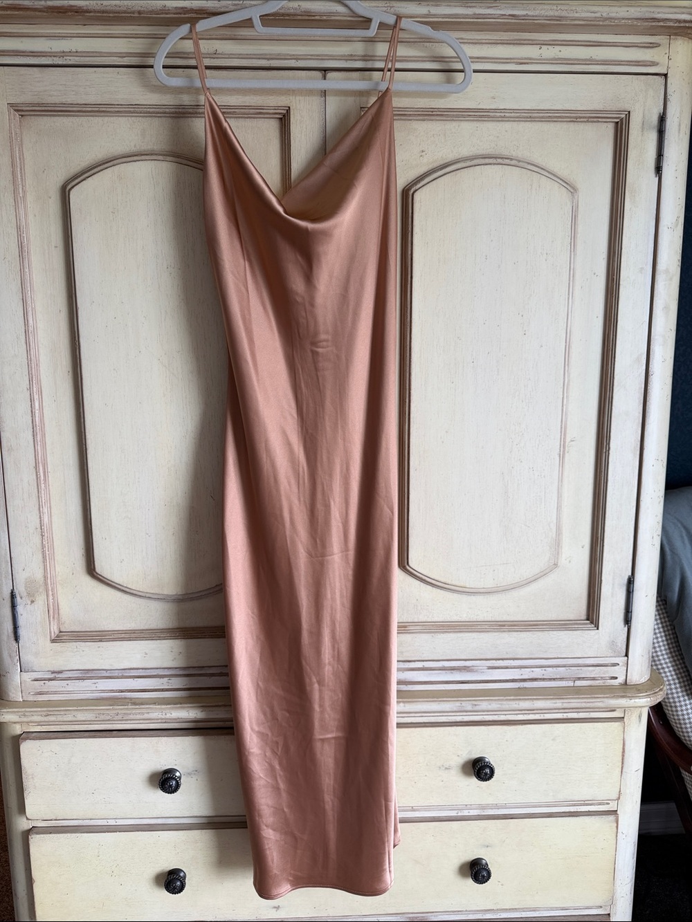Princess Polly Satin Cowl Slip Dress in Blush Clay